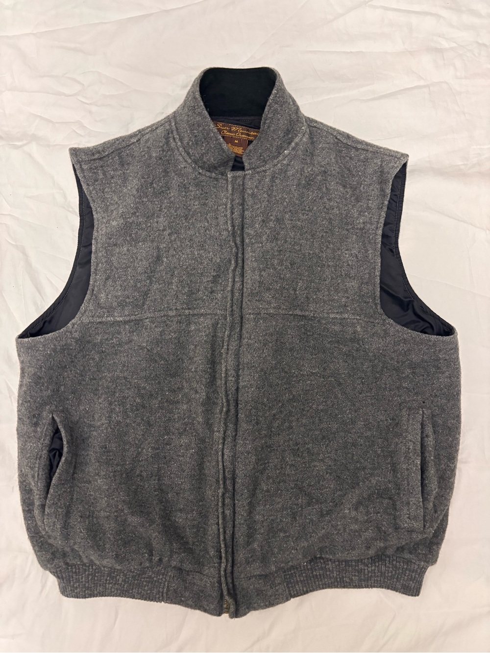 Men's Charcoal Wool-Blend Zip Vest